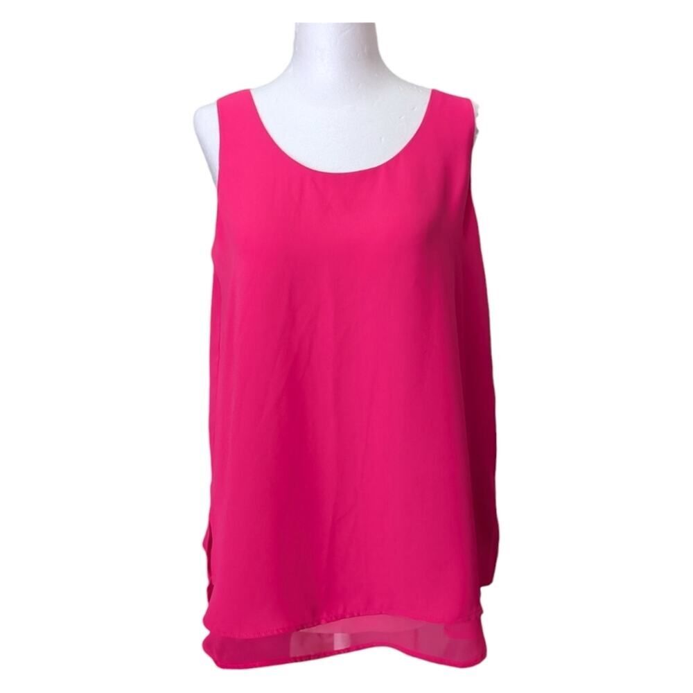 Cato Size Small Hot Pink Tank With Sheer Overlay